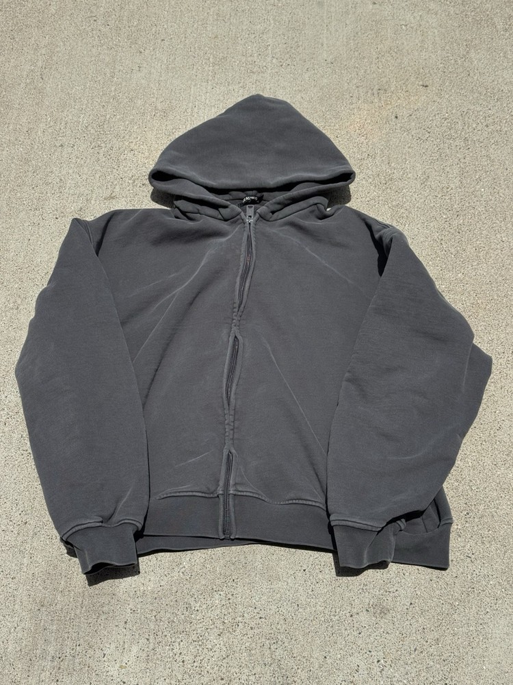 Kanye Yeezy Season 6 Full Zip Black Heavyweight Distressed Hoodie Jacket XL