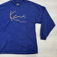 Vintage Karl Kani Hoodie Pullover 90s Hip Hop Blue/Purple Size L Script Tupac