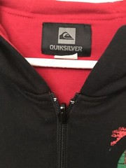 Quiksilver Black Hoodie Red & Green Graphic Logo Men’s Size Medium Very Nice