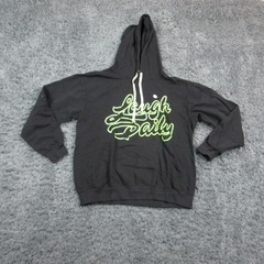 Comfort Colors Hoodie Mens Medium Black Laugh Daily Neon Graphic Pullover NWOT