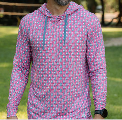 NWT Burlebo Men’s Performance Hoodie USA Flags AOP Men’s UPF 50 Golf Small