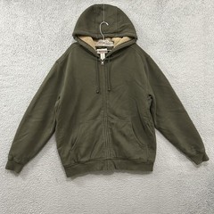 Katahdin Iron Works Hoodie Men Medium Green Sherpa Lined Full Zip Fleece LL Bean