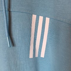 adidas Mens Light Blue Hoodie with White Accents, Large