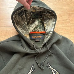 Realtree Camo Lined Hoodie Army Green Embroidered Logo Size L