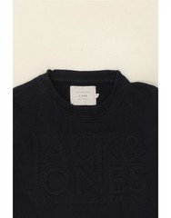 JACK & JONES Mens Graphic Sweatshirt Jumper Medium Navy Blue Cotton BV88