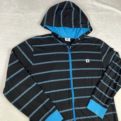 Vintage Y2K DC Shoes Hoodie Adult Medium Teens XL Zip Up Skater Striped Cyber