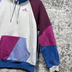Champion Hoodie Adult M Colorblock Patchwork Cut & Sew Outdoor Colorful Preppy