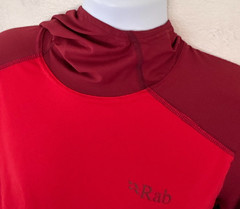 Rab Force Hoodie Large Red Lightweight Breathable Performance Wicking Base Layer