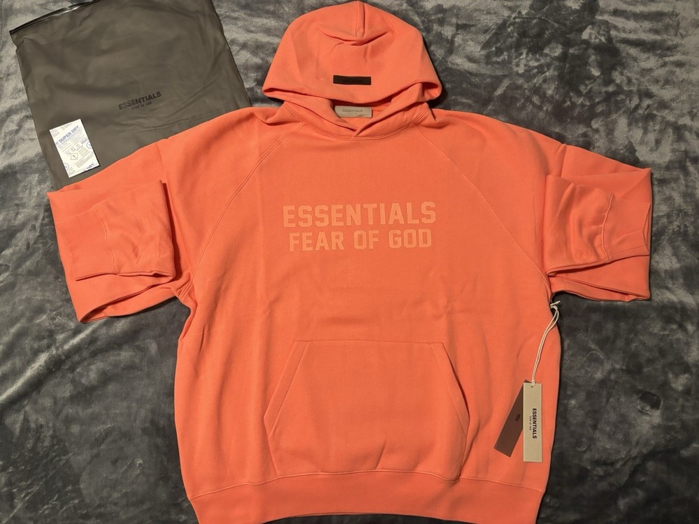 NWT Fear of God Essentials Coral Hoodie Size Large 100% Authentic✅