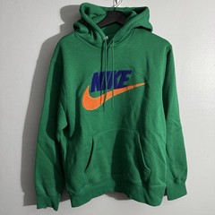 Men’s Nike Club Fleece Green Hoodie Chenille Logo Purple/Orange Size Medium