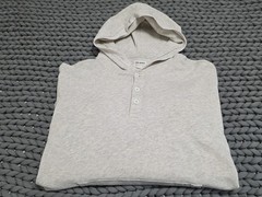 Todd Snyder Light Heather Gray Pullover Henley Hoodie Lightweight Sweatshirt LG