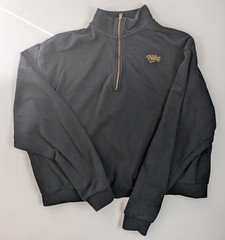 Nike Black 1/4 Zip Sweatshirt Medium Gold Logo Pullover Made in Vietnam