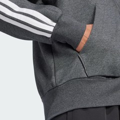 adidas Essentials 3-Stripes Fleece Hoodie Grey