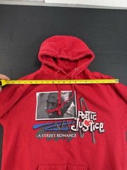 Poetic Justice Hoodie Mens Medium Red Sweatshirt 2pac Tupac Graphic Print