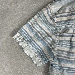 Bar III Hooded Shirt Men Medium Blue Striped Henley Pullover Short Sleeve Casual