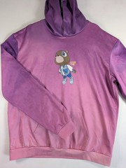 Kanye Graduation Bear Hoodie Purple Pink Tie Dye Ombre No Tag Unbranded