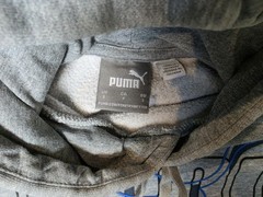Puma Men’s Hoodie Gray Pullover Size Small Long Sleeve Gray Logo Sweatshirt Y2K