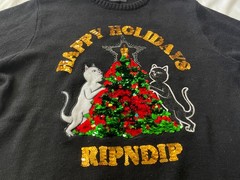 Ripndip Sweater Pullover Sweatshirt Top Apparel Cats Holiday Bling Sequins Large