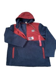 HURLEY Men’s Sherpa Anorak Half Zip Pullover Hoodie, Size Large XL, Obsidian