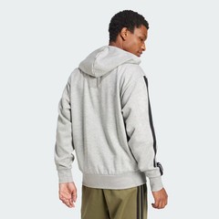 adidas Essentials 3-Stripes Fleece Hoodie Grey
