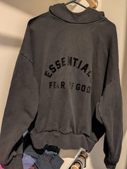 Fear of God Essentials SS22 Hoodie Stretch Limo Black M Medium Velour Logo