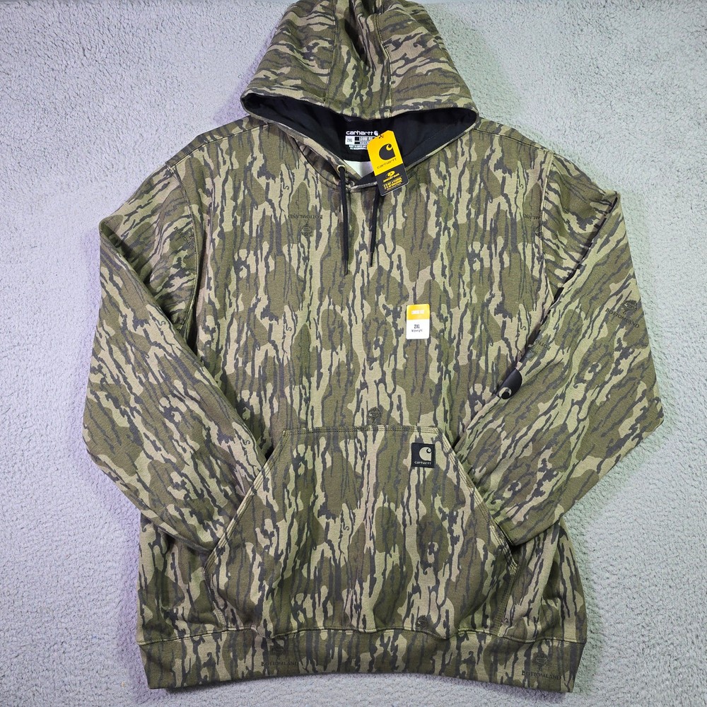 Carhartt Camo Mossy Oak Sweater Mens 2XL Green Outdoor Hoodie Hunting Hiking NWT