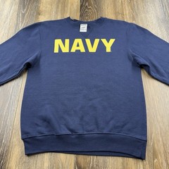 Vintage United States Navy Sweatshirt Mens S Blue US Sailor Spellout Y2K Sweater