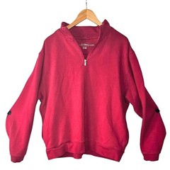 Vintage LL Bean Mens XL Deep Red Quarter Zip Fleece Pullover Sweatshirt Classic