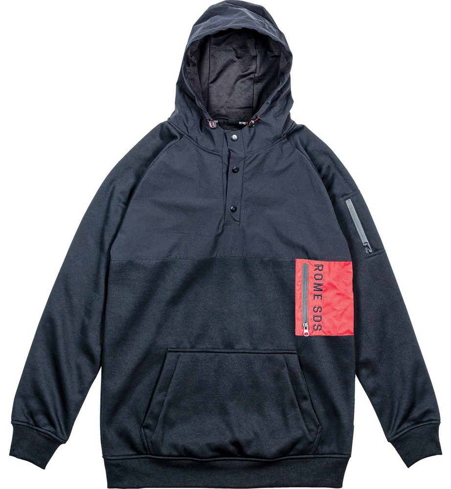 Rome Riding Snap Hoodie, Pullover Hooded Sweatshirt, Men’s Small, Black/Red New