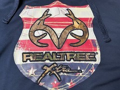 RealTree hooded sweatshirt Mens Medium navy blue camo america red white blue