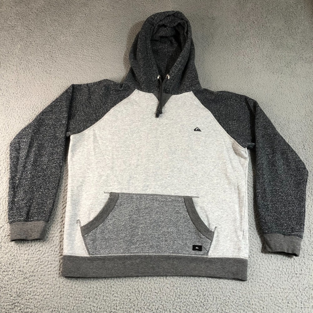 Quiksilver Hoodie Mens Medium Gray Pullover Sweater Surf Skate Sportswear Logo
