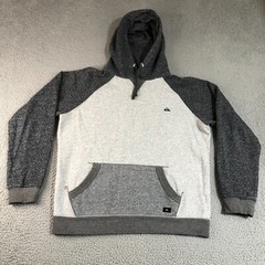 Quiksilver Hoodie Mens Medium Gray Pullover Sweater Surf Skate Sportswear Logo