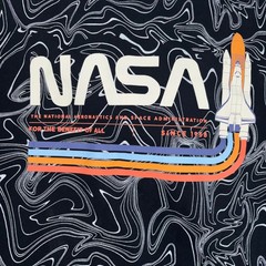 NASA Graphic Hoodie Mens Medium Black Marble Swirl Space Shuttle Retro Logo