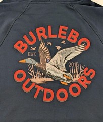 Burlebo Hoodie Men Large Old School Duck Hunt Graphic Pullover Outdoors Blue New