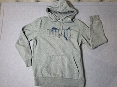 Puma Men’s Hoodie Gray Pullover Size Small Long Sleeve Gray Logo Sweatshirt Y2K
