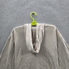 Nike Men Hoodie M Beige Logo Embroidered Oversized Zipper