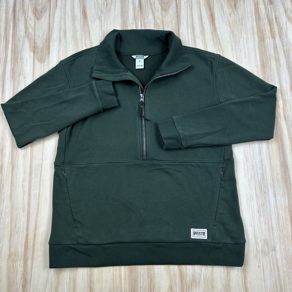 Duluth Trading Co Souped-Up Sweats Mens Medium Green Quarter Zip Pullover