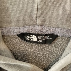 The North Face Pullover Hoodie Mens Large Gray Distressed Custom Arm Logo Flawed