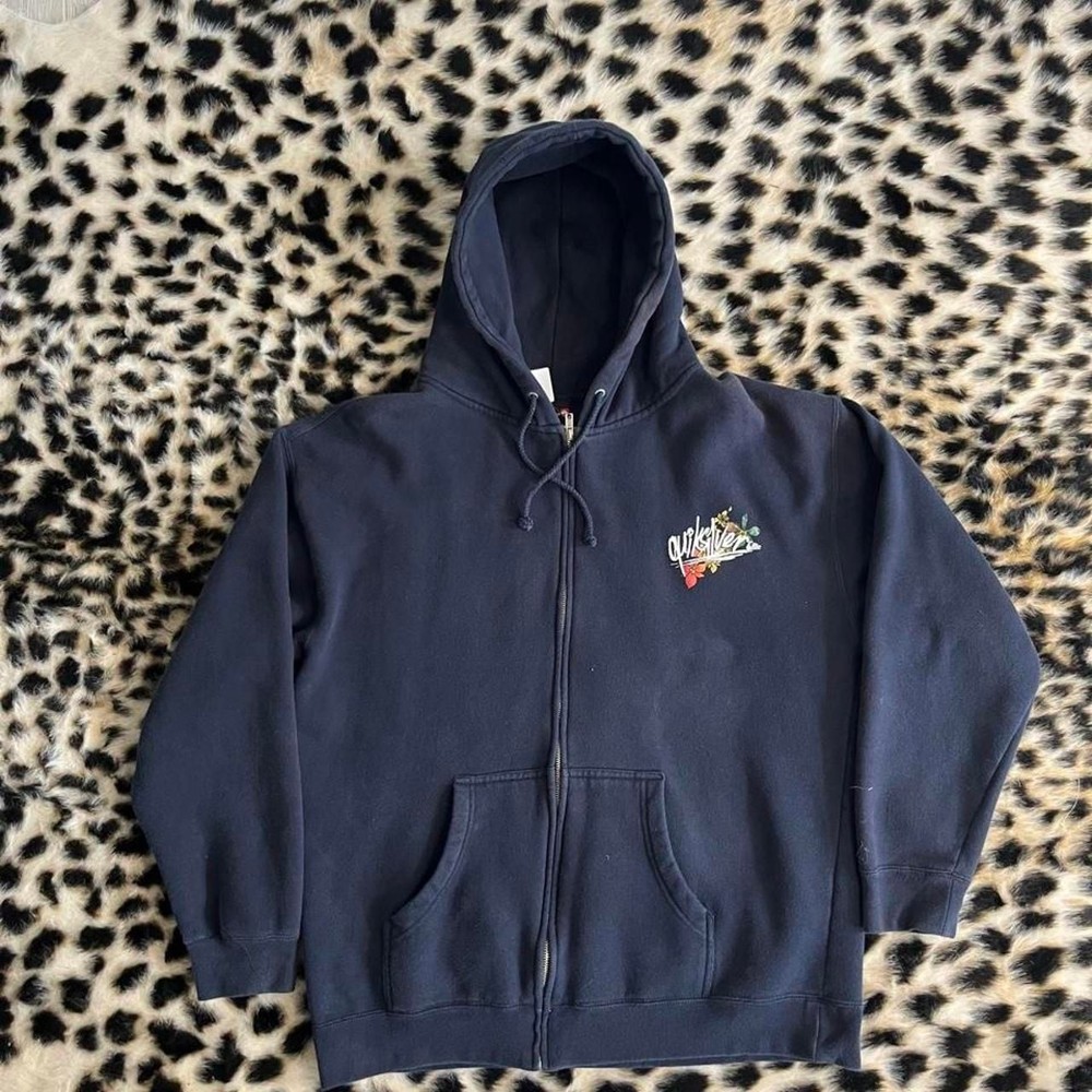 Vintage Quiksilver Floral Logo Full Zip Hoodie