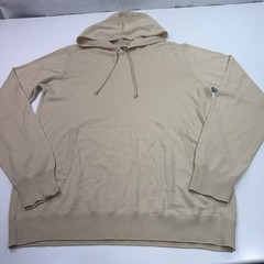J Lindeberg Pullover Mens Large Khaki Beige 100% Wool Merino Hoodie Golf