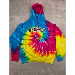 Colortone Hoodie Mens L Multicolor Tie Dye Hershey Graphic Pullover Sweatshirt
