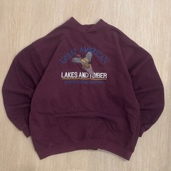 Vintage 90s Van Heusen Sweatshirt Mens Medium Burgundy Pheasant Embroidered Crew