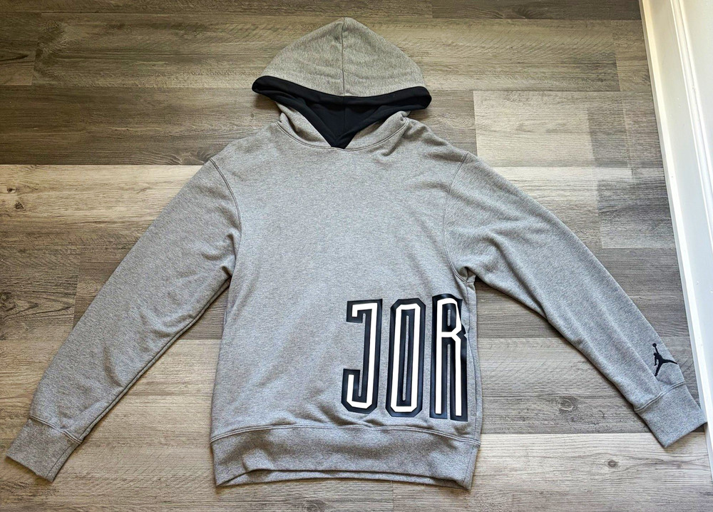 Air Jordan Men’s Gray Jumpman Graphic Fleece Pullover Hoodie Size S