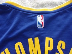 NWOT Fanatics basketball jersey, men’s M, blue, Warriors, #11, Thompson, NBA