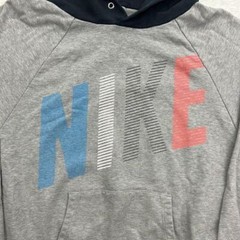 Vintage Nike Sweatshirt Adult Small Black Gray Two Tone Hoodie Block Letter