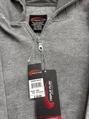 Triple Play Zipper Hoodie Fleece Jacket Long Sleeve Grey 2XL.