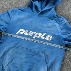 Purple Brand Hoodie Mens Small Blue Graphic Logo Pullover Fleece Sweatshirt