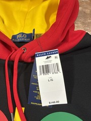 Polo Ralph Lauren Men Color Block Hoodie Navy Blue Yellow Pocket Size Large