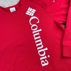 Columbia Sweatshirt Men Large Red Trek Crewneck Pullover Spellout Logo Mountain