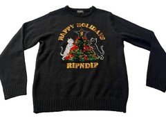 Ripndip Sweater Pullover Sweatshirt Top Apparel Cats Holiday Bling Sequins Large
